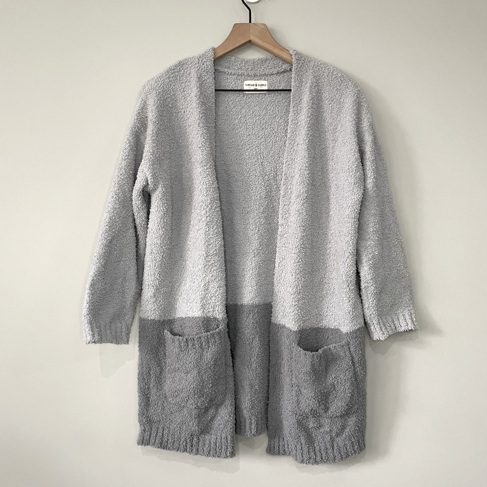 Thread & Supply cozy color block open front cardigan
